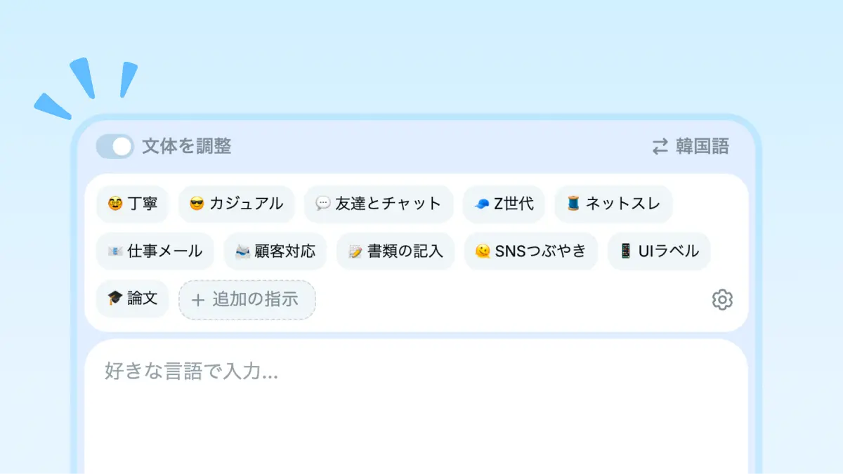 文体やシーンを選んで翻訳